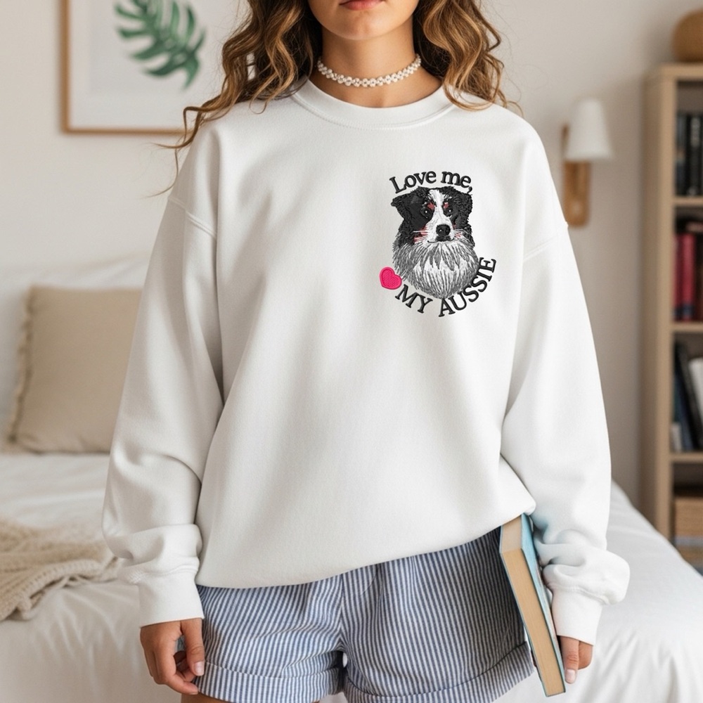 Aussie Dog Mom Embroidered Sweatshirt S M L XL. New Personalized